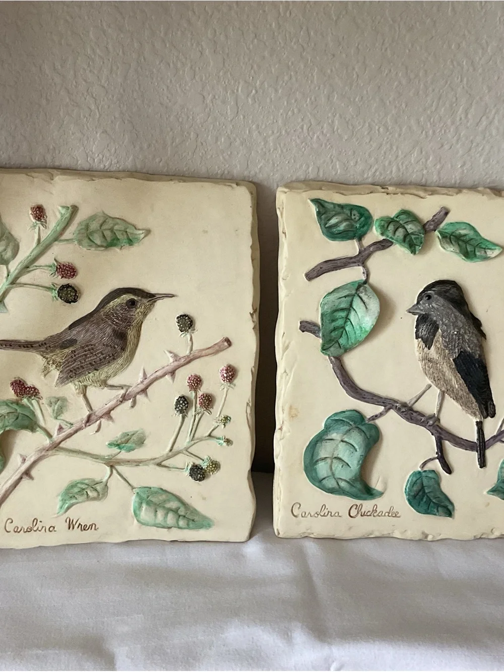 Hens-feathers Green and Cream Botanical Bird Wall Decor